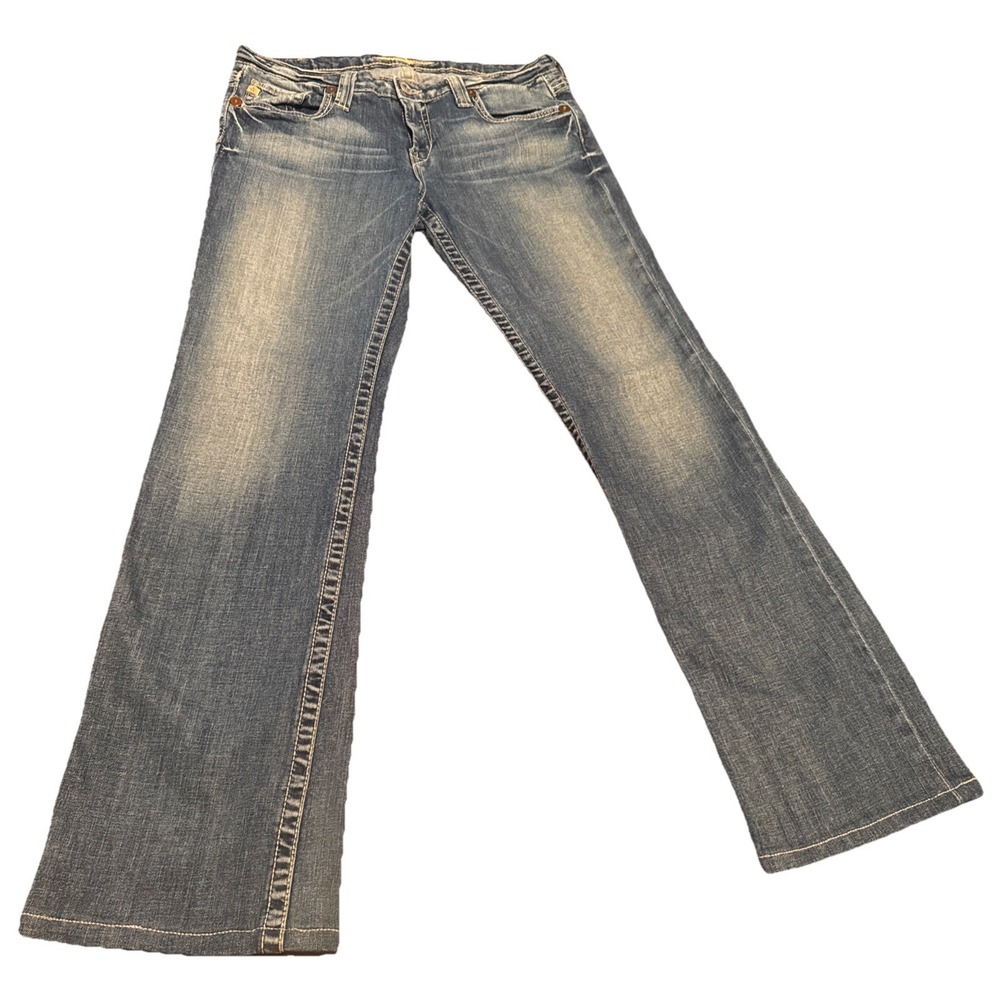 Big Star‎ Women's 32L Low Rise Bootcut Jeans Blue Embroidered Flap Pockets
